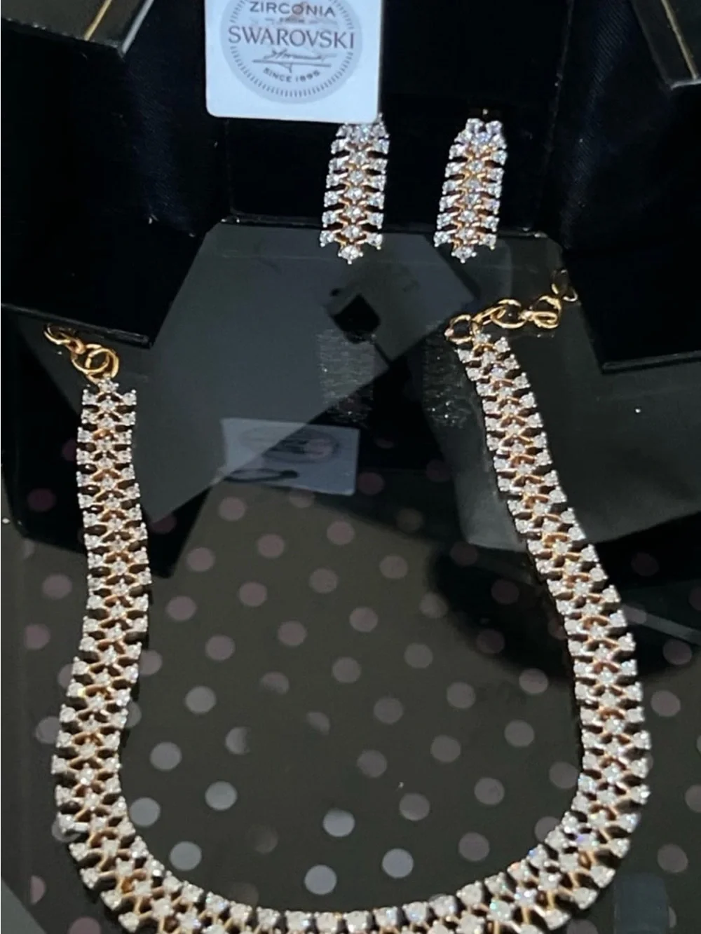 Gold plated diamond finish 3 strand necklace Swarovski elements necklace